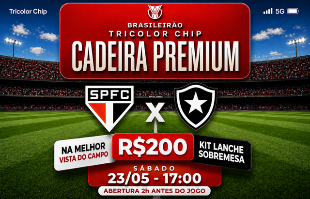 CADEIRA PREMIUM TRICOLOR CHIP – SPFC X BOTAFOGO