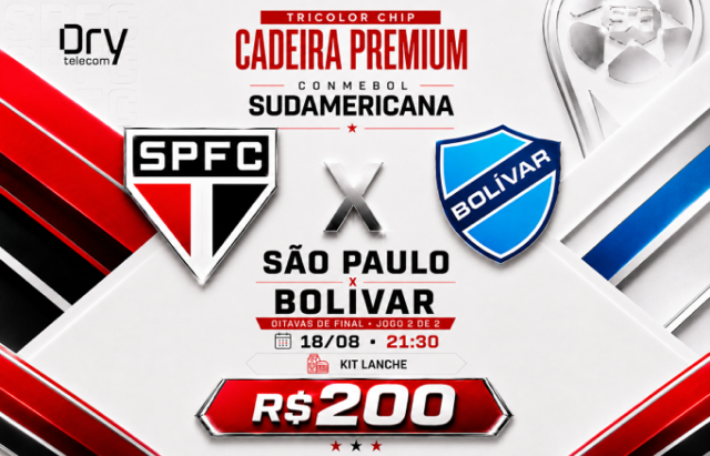 CADEIRA PREMIUM TRICOLOR CHIP – SÃO PAULO FC x BOLÍVAR
